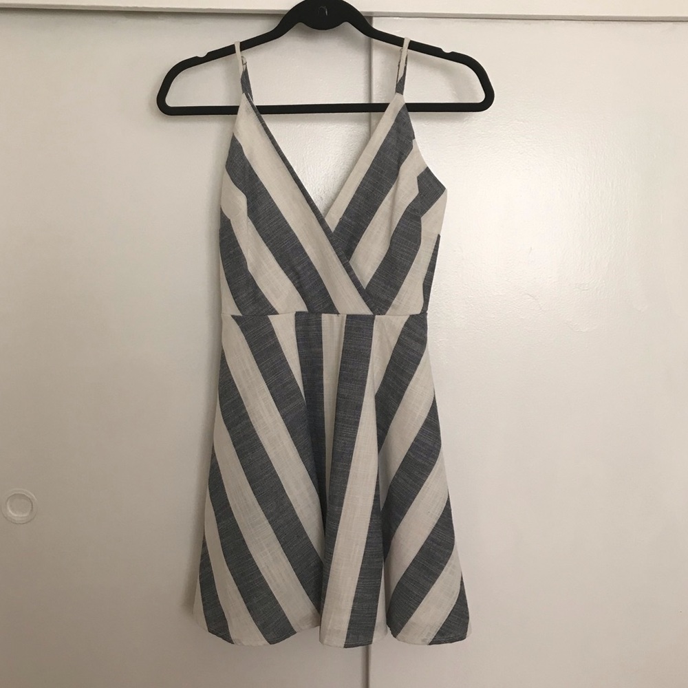 Striped Surplice Mini Dress - Picture 3 of 5